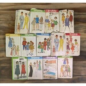 Simplicity Sewing Patterns Lot Of 12 Various Cut & Uncut Vintage Children/Misses